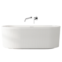 Ciri Gloss White Acrylic Fluted Freestanding Bath & Wall Mixer Set